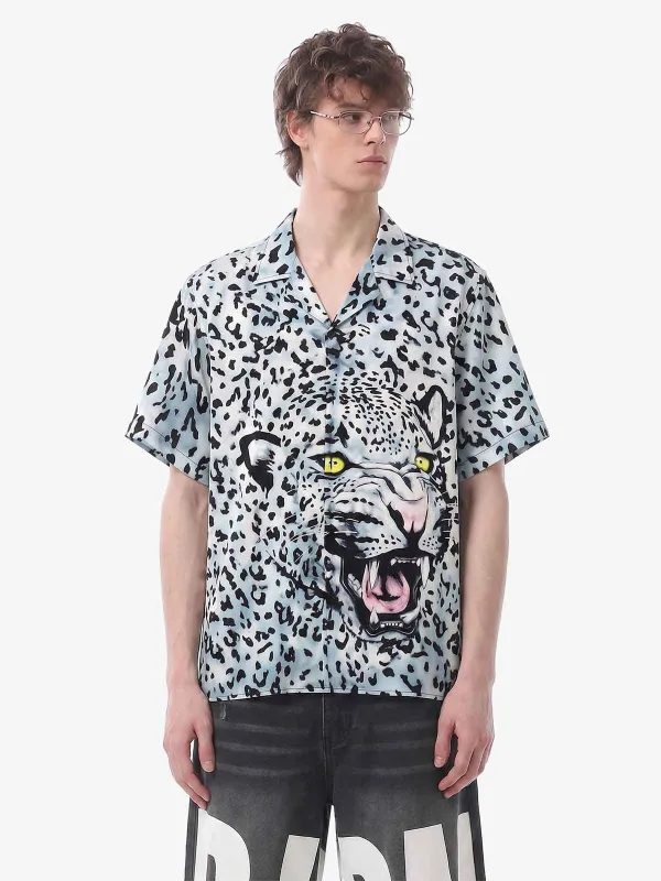 Vintage 3D Leopard Head Camp Collar Shirt made by Thesupermade