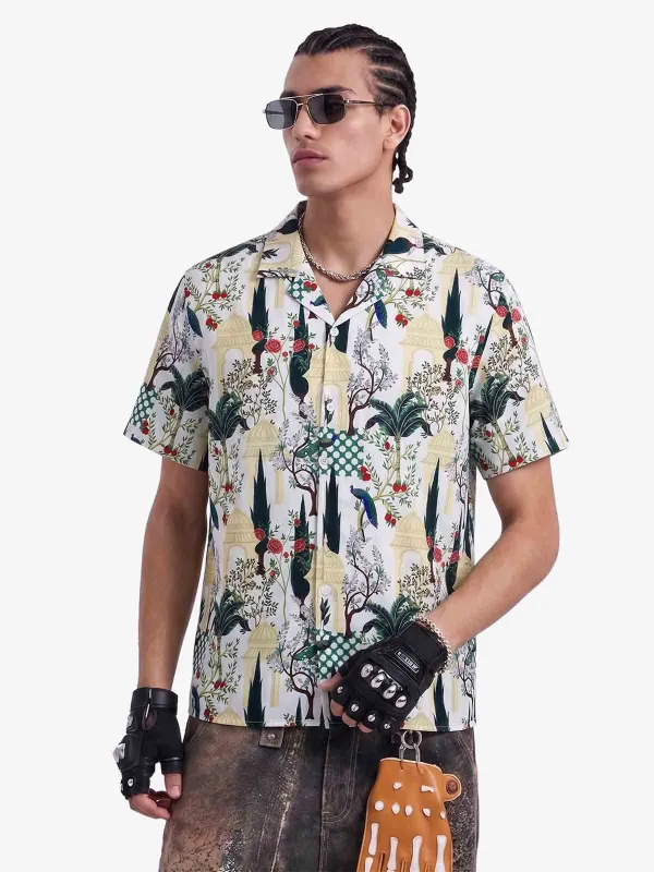 French Peacock Manor Camp Collar Shirt made by Thesupermade