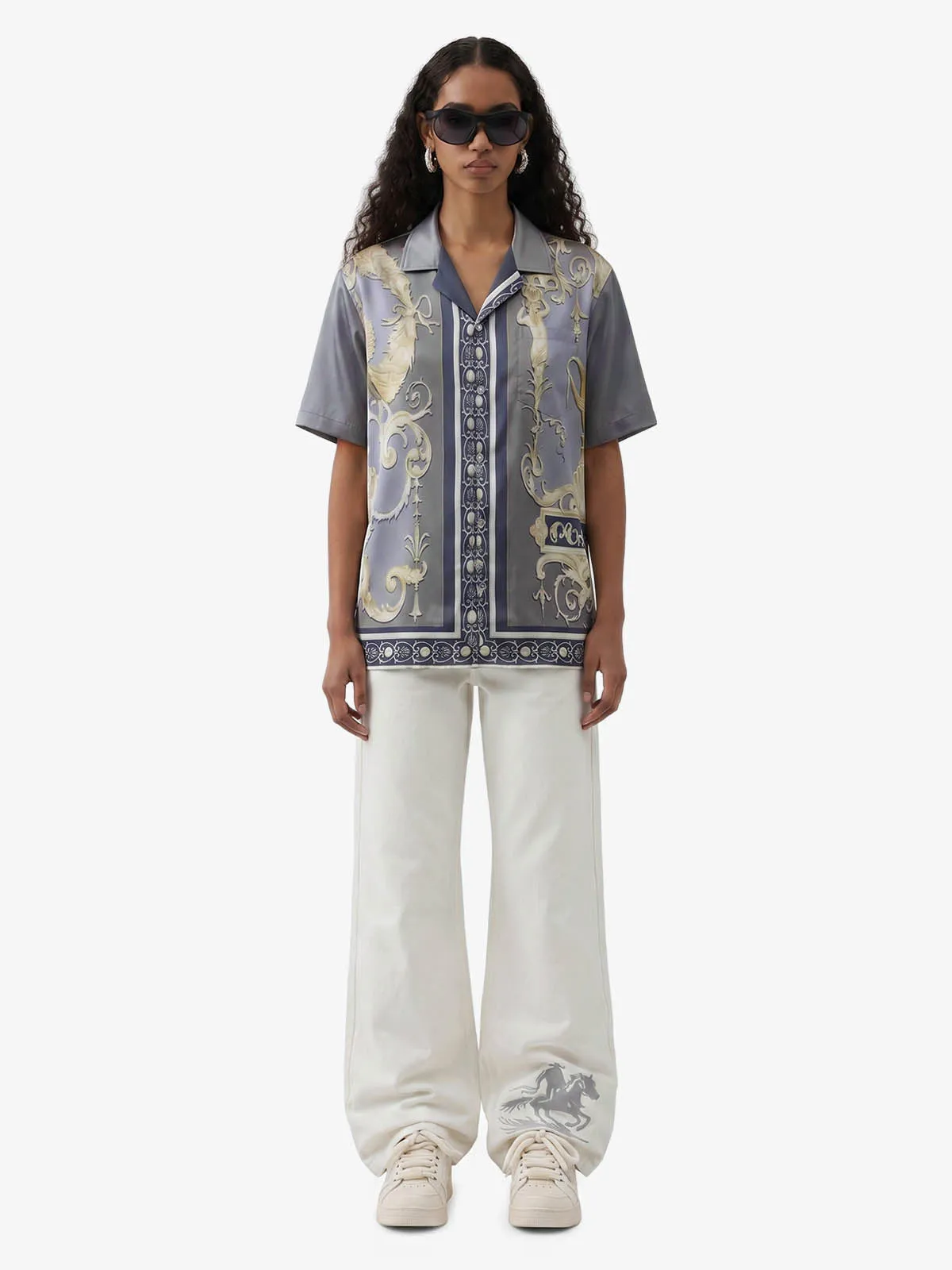 Baroque Sea Satin Camp Collar Boxy Shirt sold by Thesupermade product image thumbnail 3