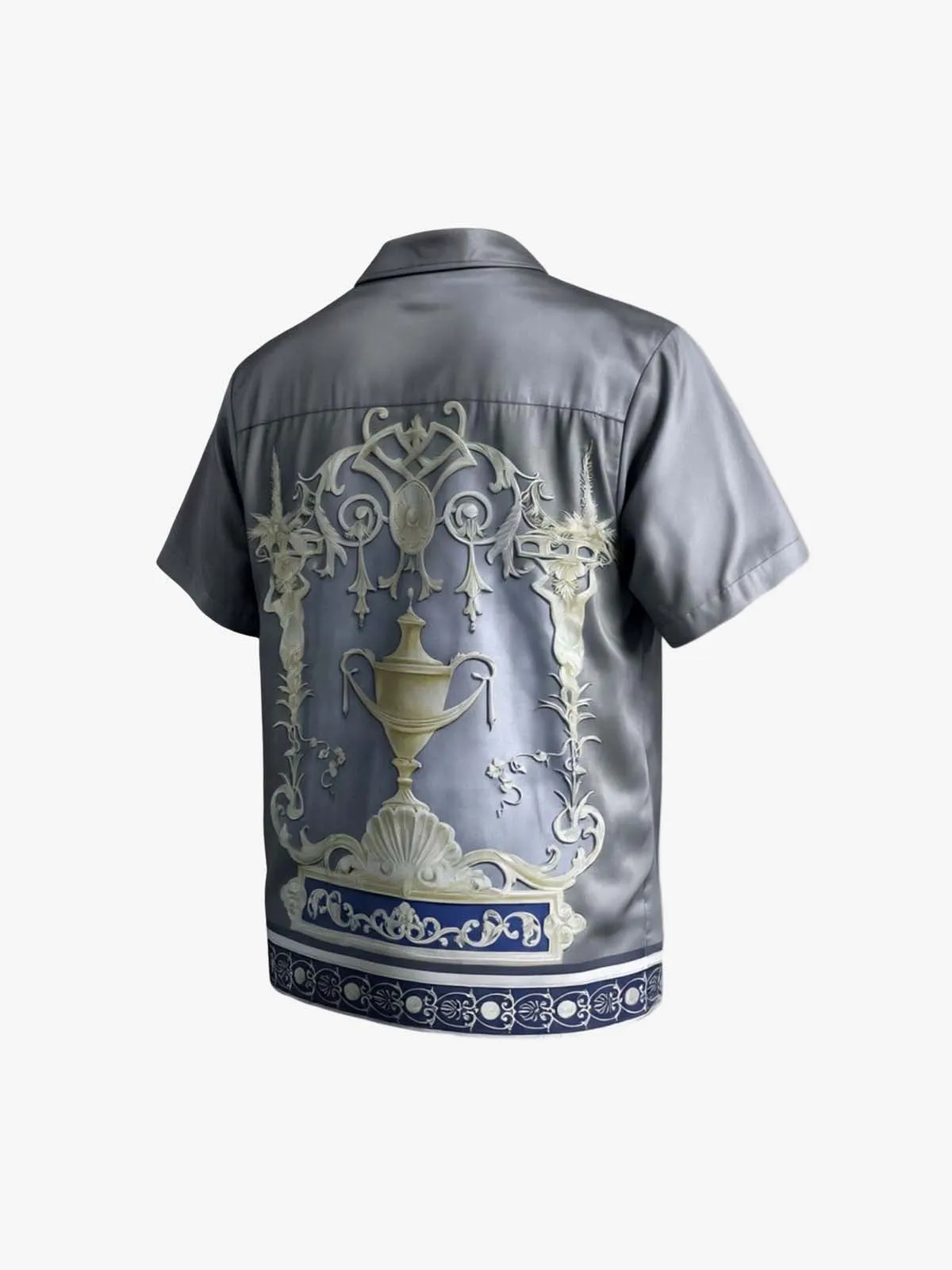 Baroque Sea Satin Camp Collar Boxy Shirt sold by Thesupermade product image thumbnail 5