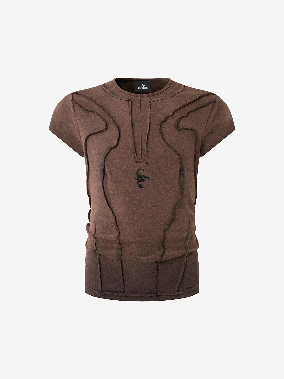 Scorpion Embroidered Exposed-Seam T-Shirt sold by Thesupermade