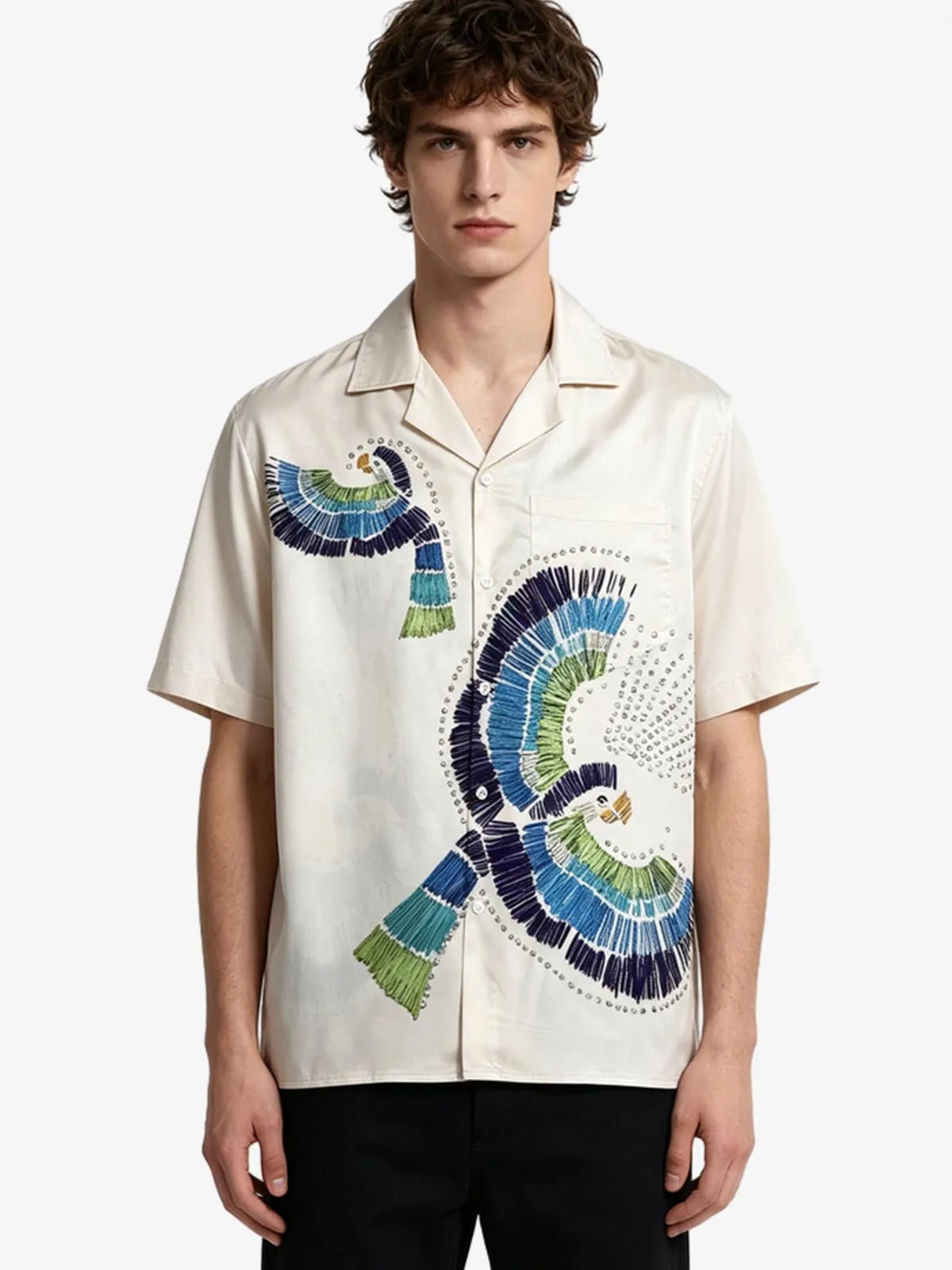 Bird Print Camp Collar Shirt sold by Thesupermade product image thumbnail 4