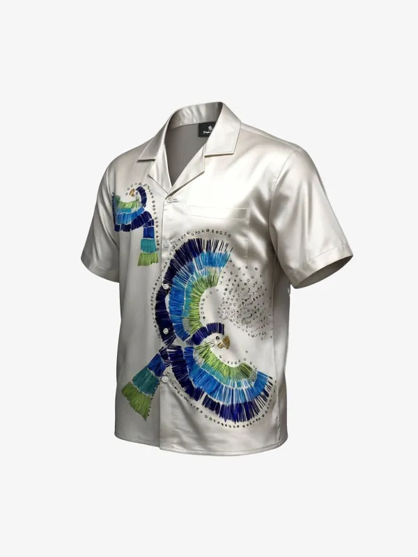 Bird Print Camp Collar Shirt made by Thesupermade