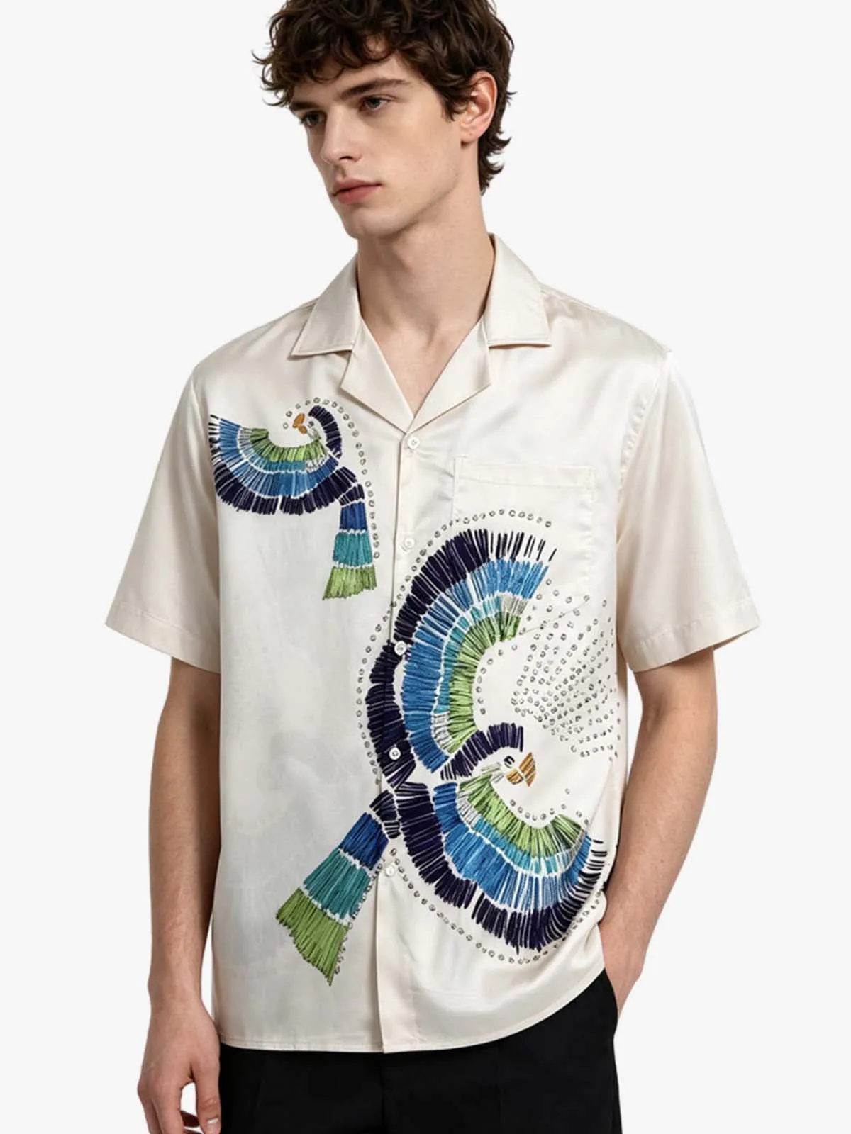 Bird Print Camp Collar Shirt sold by Thesupermade product image thumbnail 3