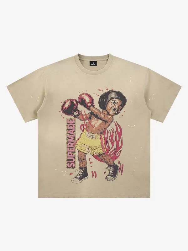 Boxing Graphic Oversized Tee made by Thesupermade