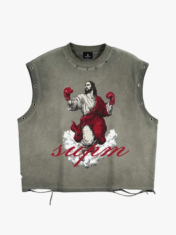 Boxing Jesus Graphic Tank made by Thesupermade