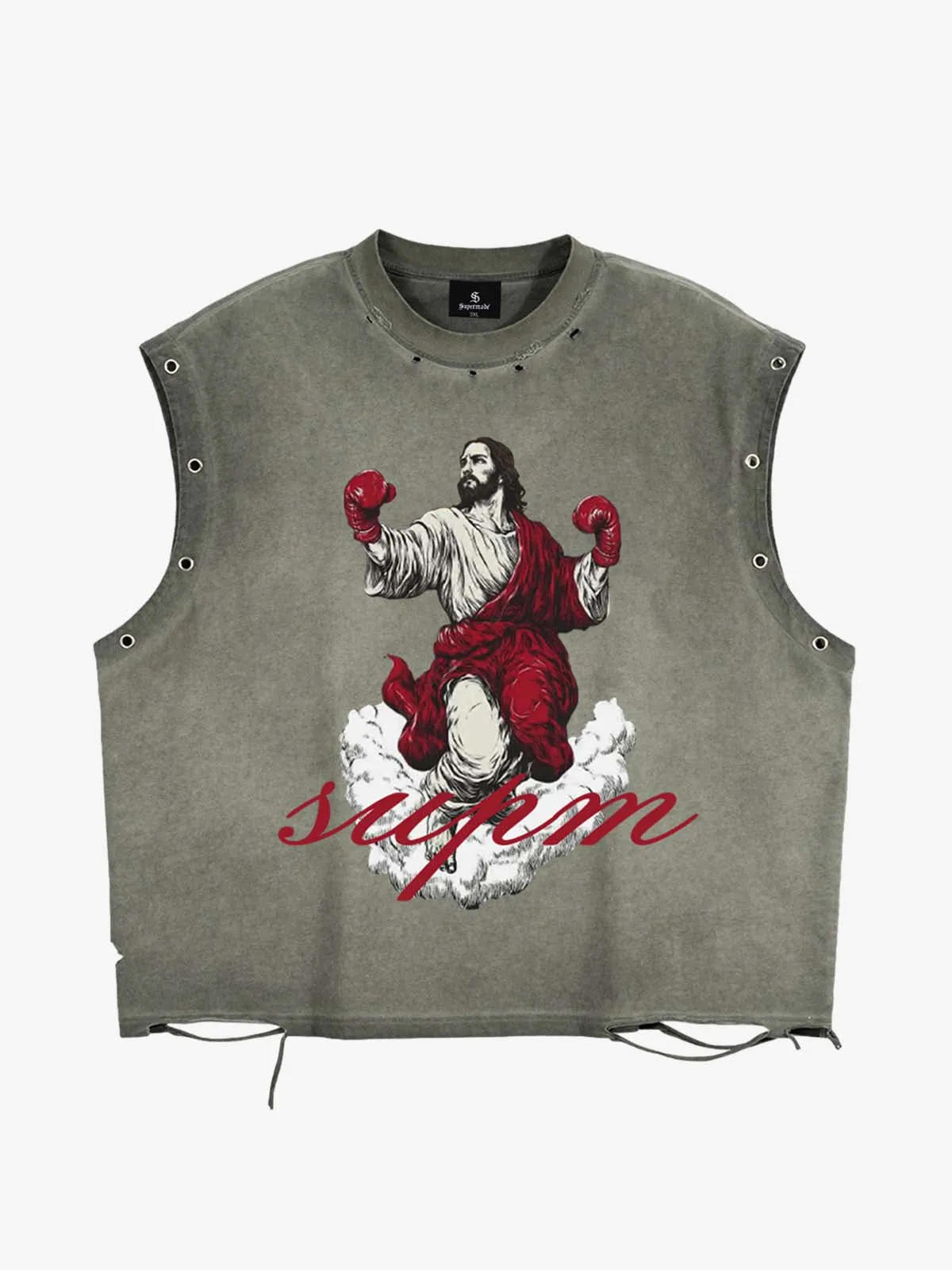 Boxing Jesus Graphic Tank sold by Thesupermade