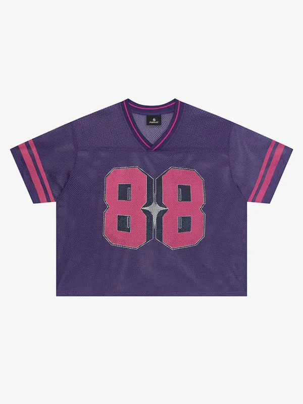 Purple Mesh Athletic Jersey with Pink Number 89 made by Thesupermade