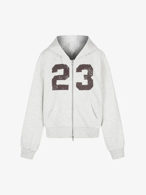 Thesupermade Distressed Number Print Regular Fit Pullover Hoodie made by Thesupermade