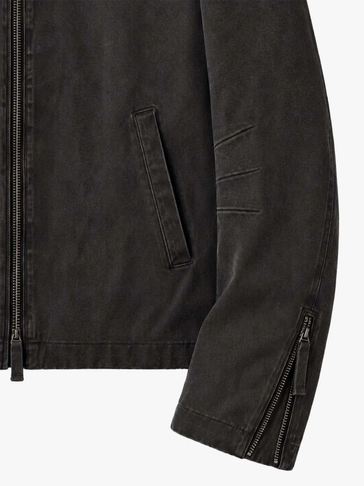 Cropped Distressed-wash Canvas Biker Jacket sold by Thesupermade product image thumbnail 4