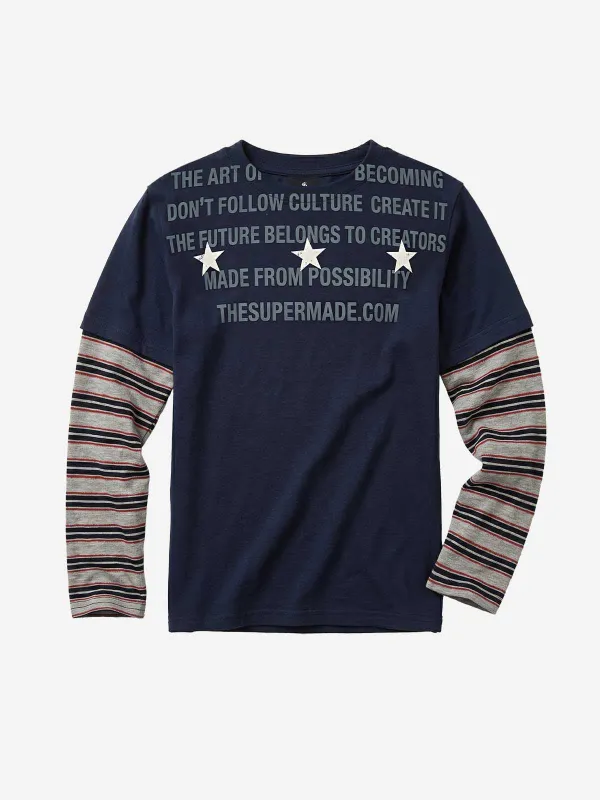 Striped Patchwork Long Sleeve Tee made by Thesupermade