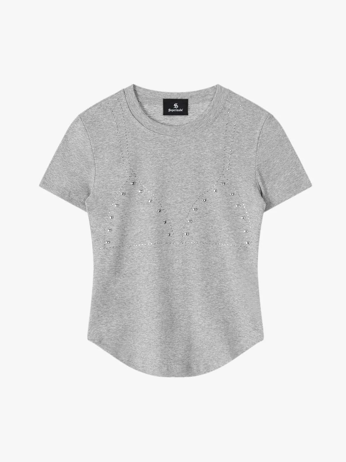 Rivet Rhinestone Slim T-Shirt sold by Thesupermade product image thumbnail 3