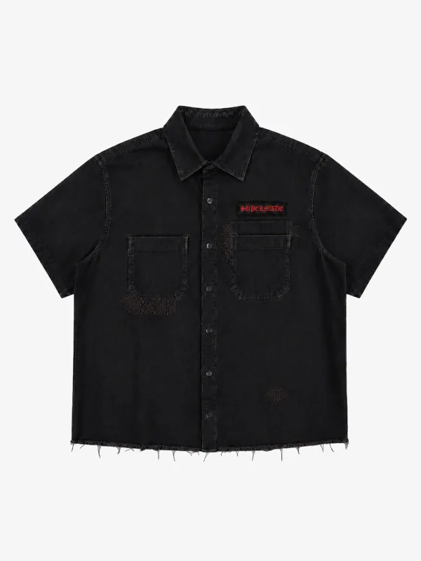 Mending Detail Cotton Shirt made by Thesupermade