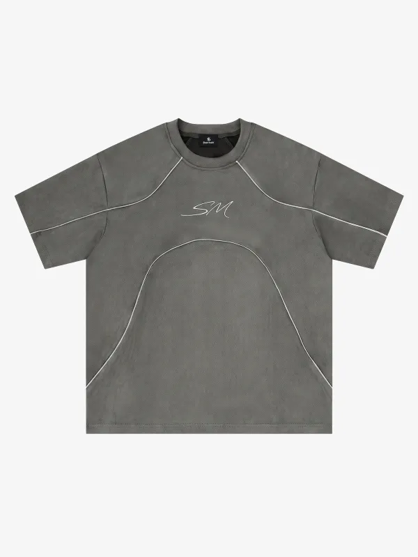 Reflective Striped Suede Tee made by Thesupermade