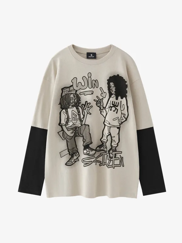 Graffiti Patchwork Long Sleeve Tee made by Thesupermade