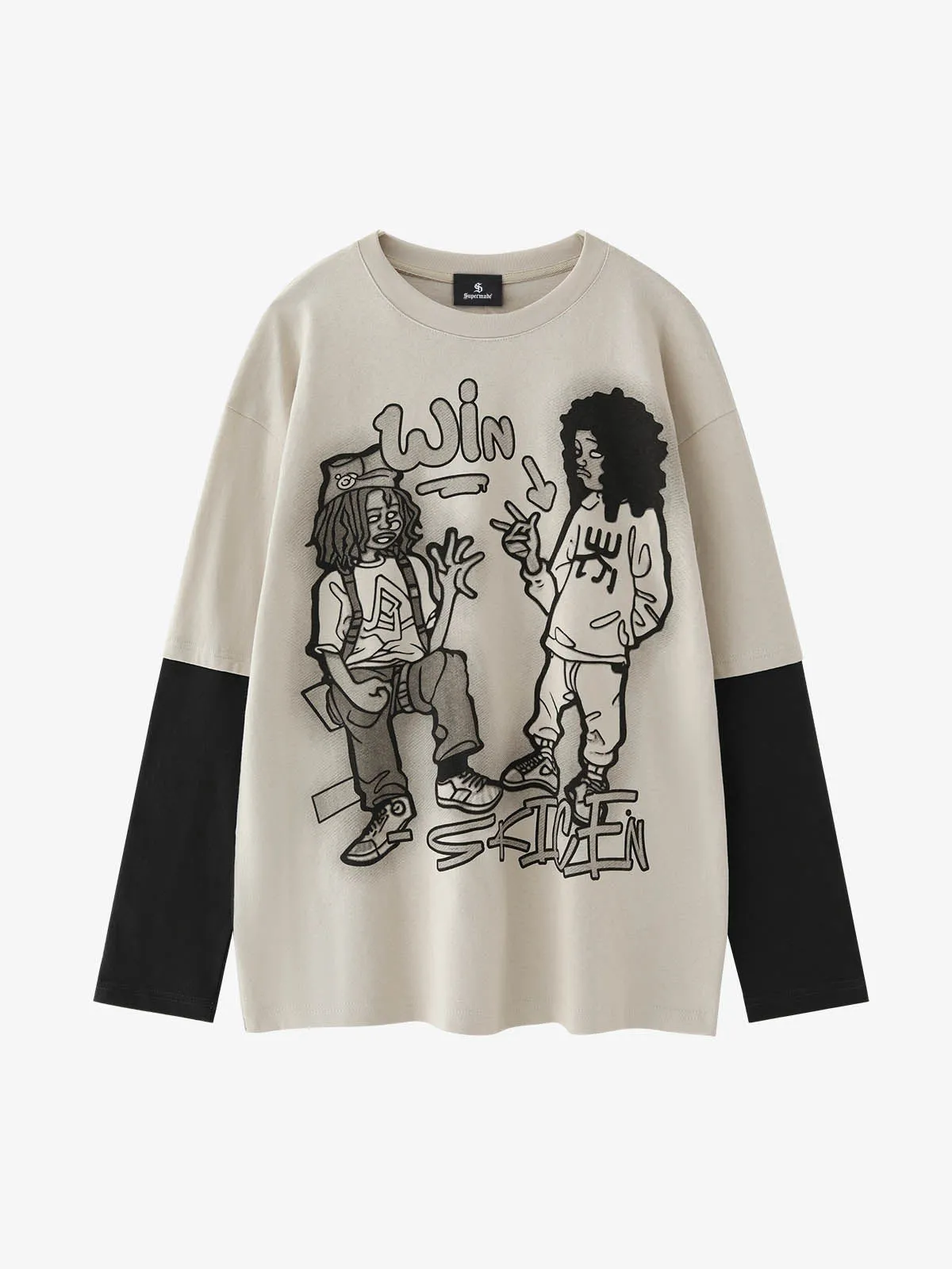 Graffiti Patchwork Long Sleeve Tee sold by Thesupermade