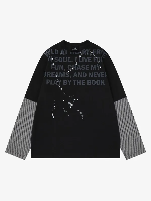 Striped Letter Graphic Long Sleeve Tee made by Thesupermade