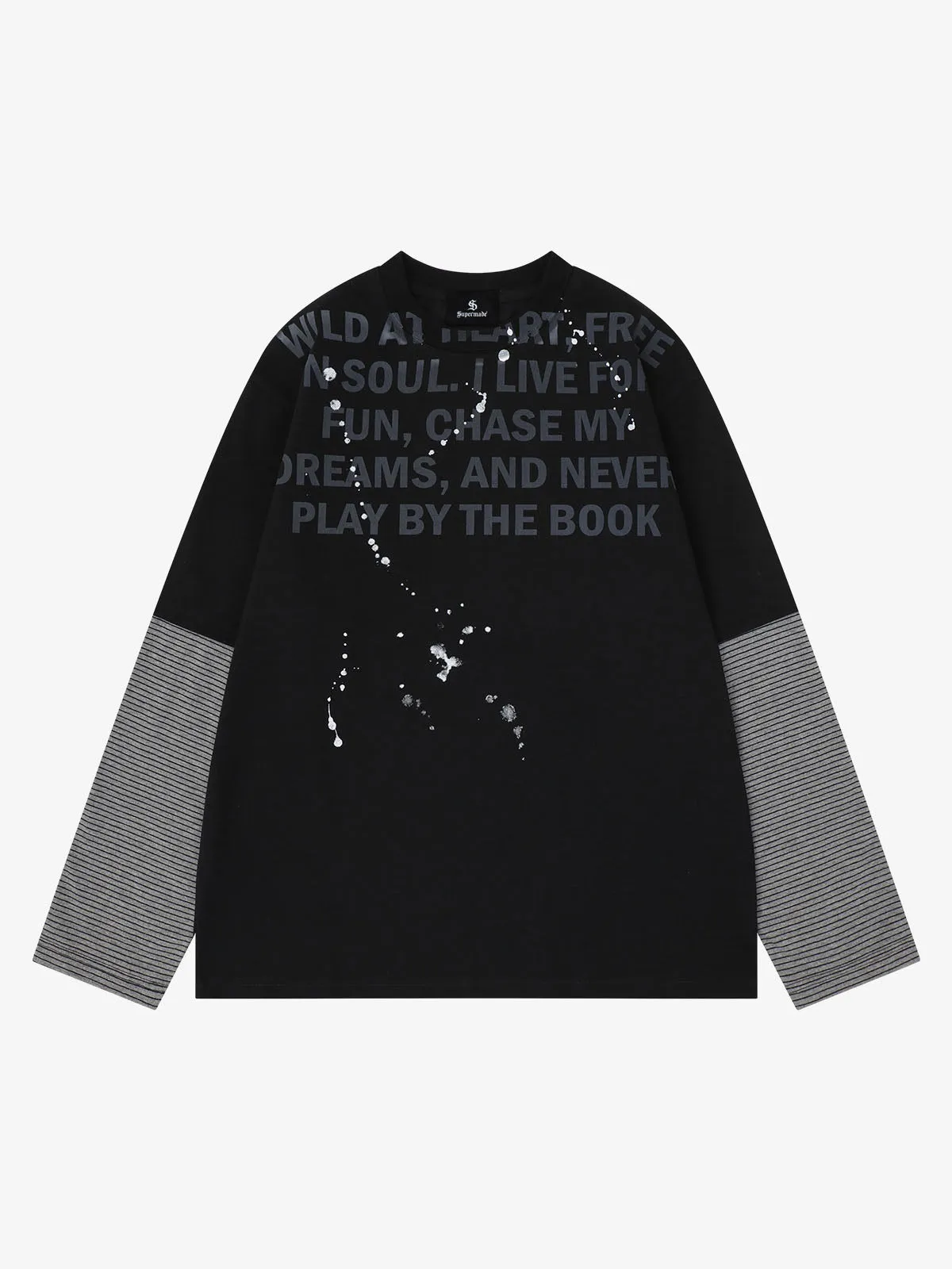 Striped Letter Graphic Long Sleeve Tee sold by Thesupermade