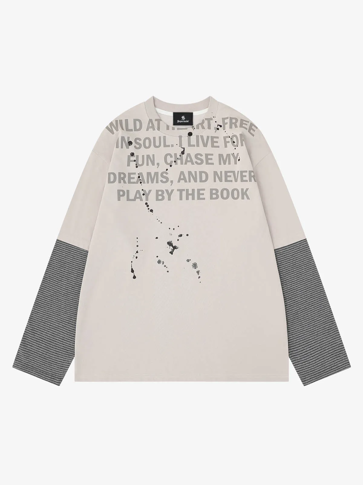 Striped Letter Graphic Long Sleeve Tee sold by Thesupermade product image thumbnail 3