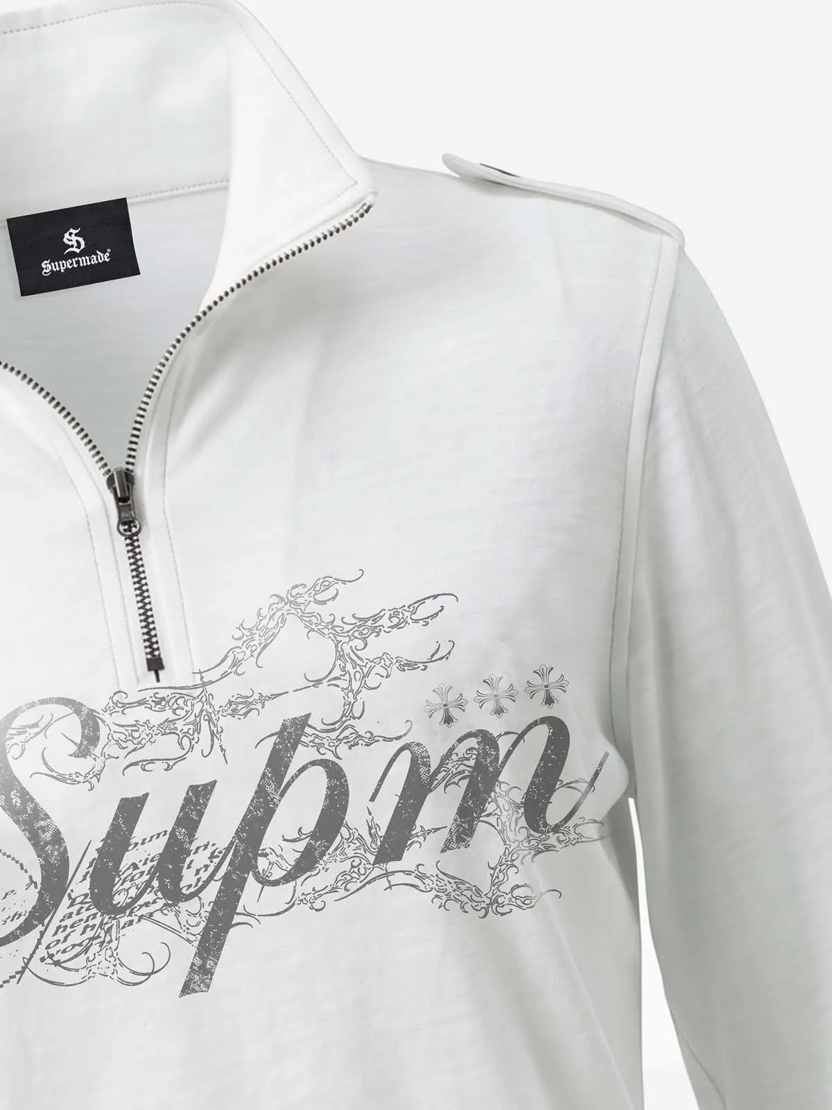 Logo Epaulette Stand Collar Long Sleeves Tee sold by Thesupermade product image thumbnail 3