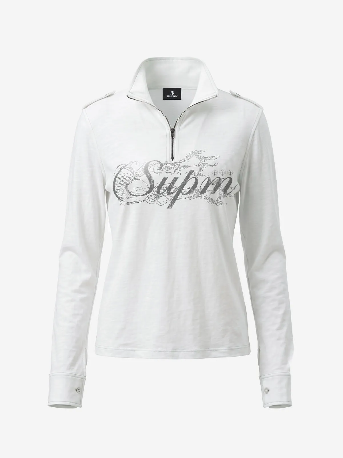 Logo Epaulette Stand Collar Long Sleeves Tee sold by Thesupermade