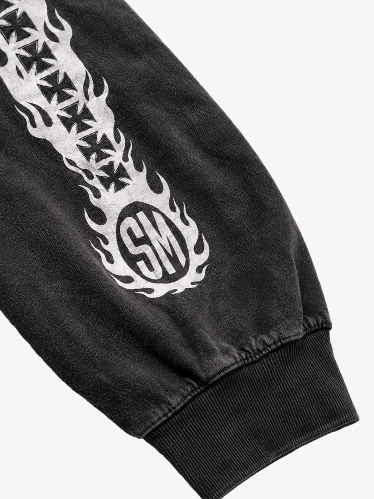 Cross Flame Graphic Distressed Long Sleeve Tee sold by Thesupermade product image thumbnail 5