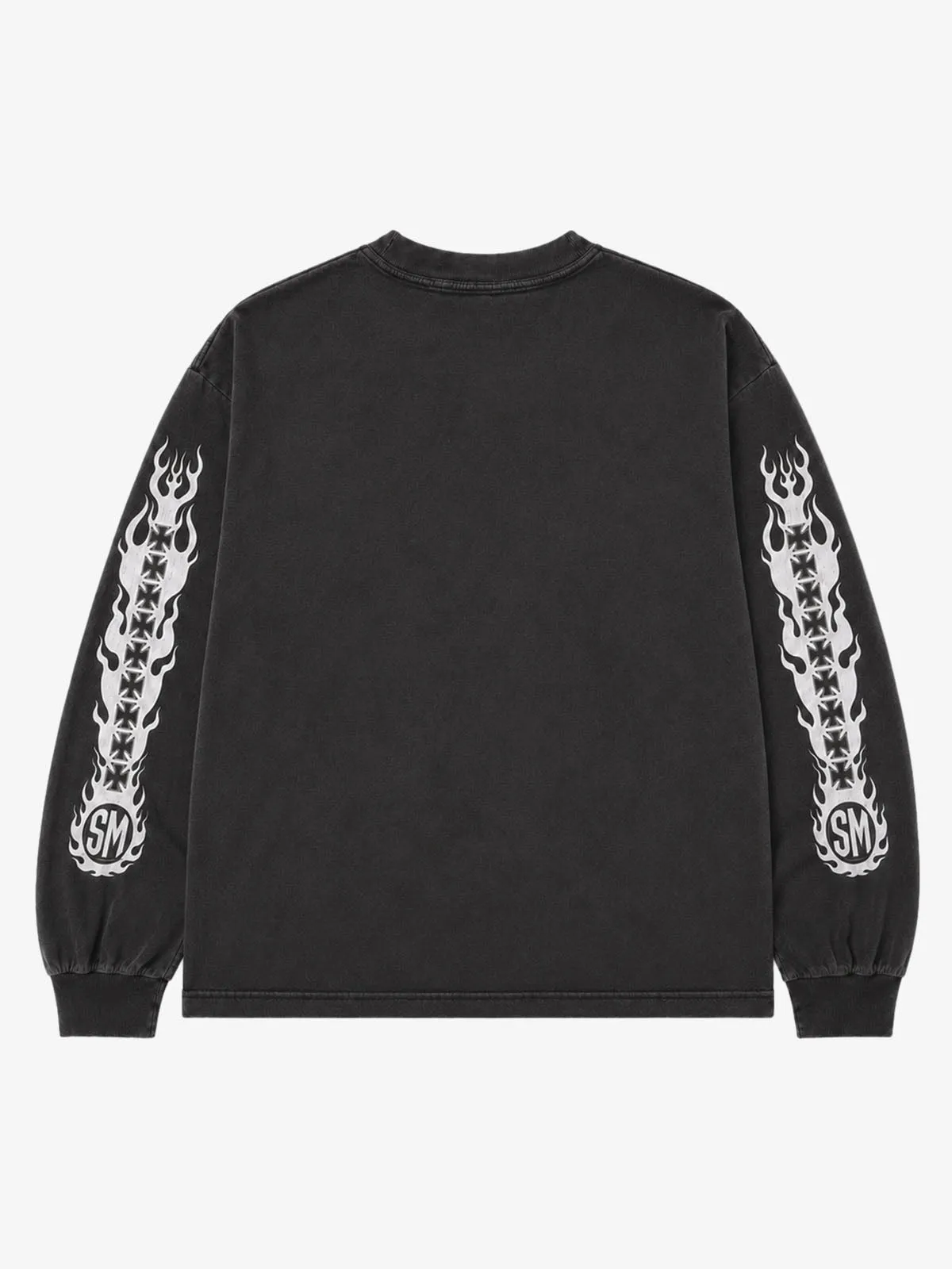 Cross Flame Graphic Distressed Long Sleeve Tee sold by Thesupermade product image thumbnail 3