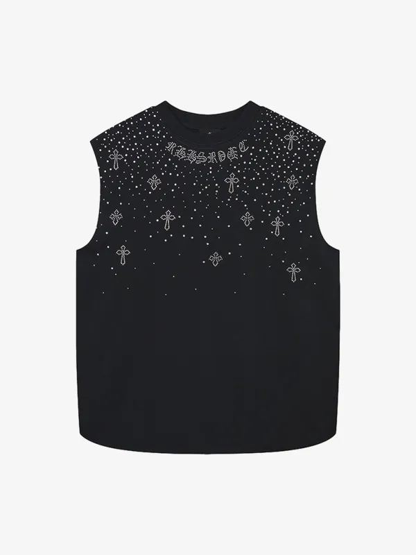Rhinestone Cross Sports Vest made by Thesupermade