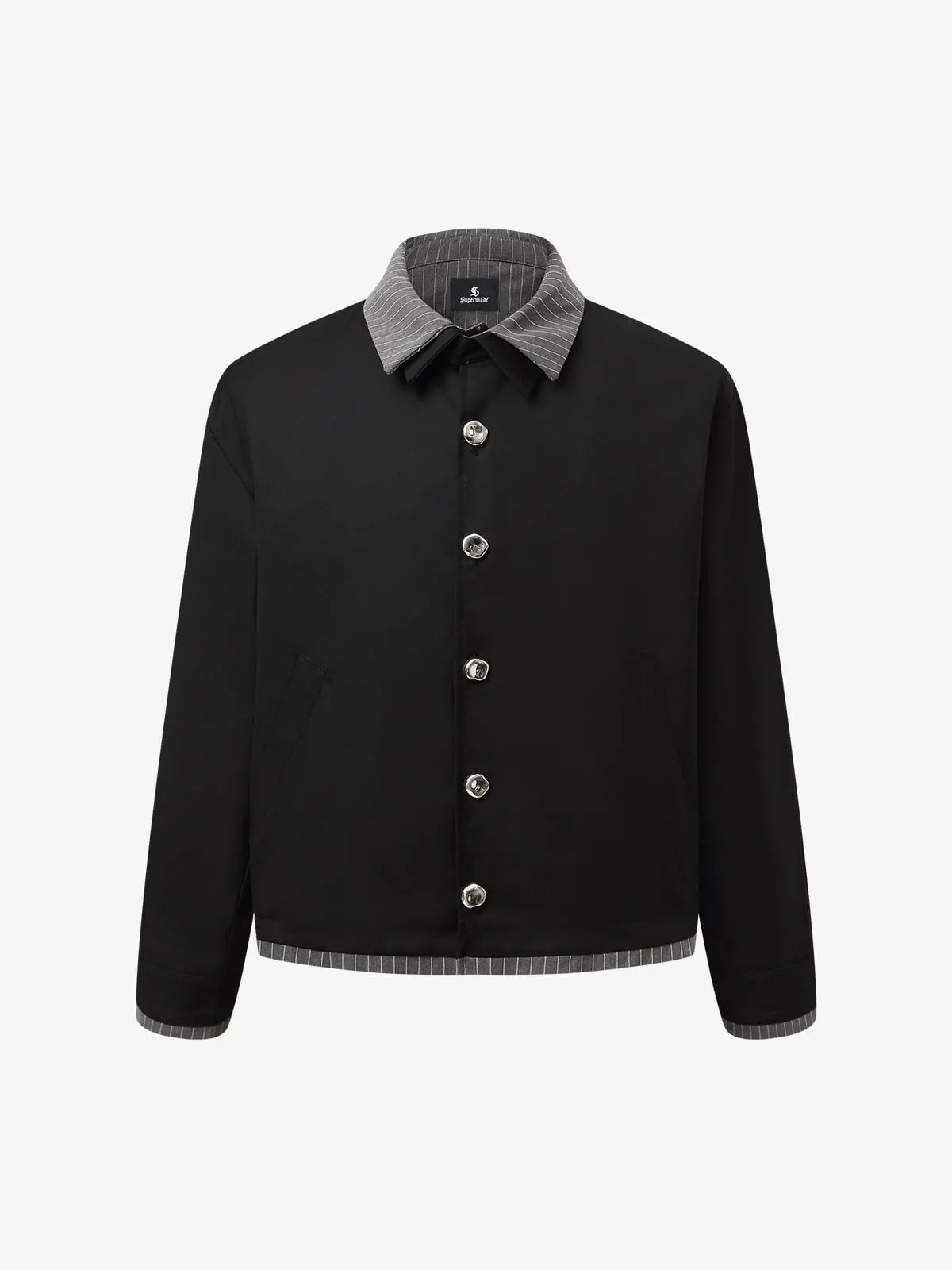 Deconstructed Double-Collar Cropped Jacket sold by Thesupermade