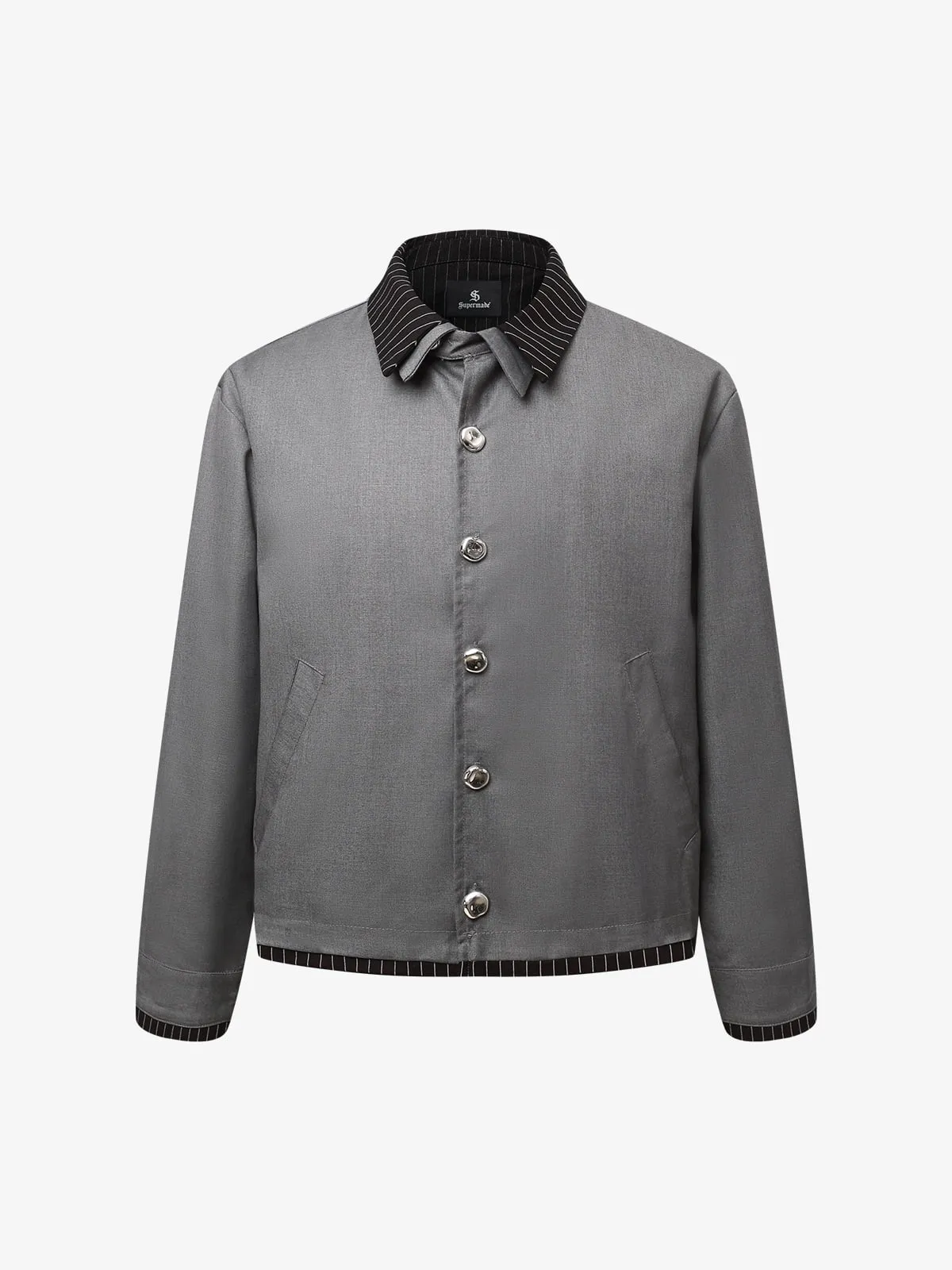 Deconstructed Double-Collar Cropped Jacket sold by Thesupermade product image thumbnail 3