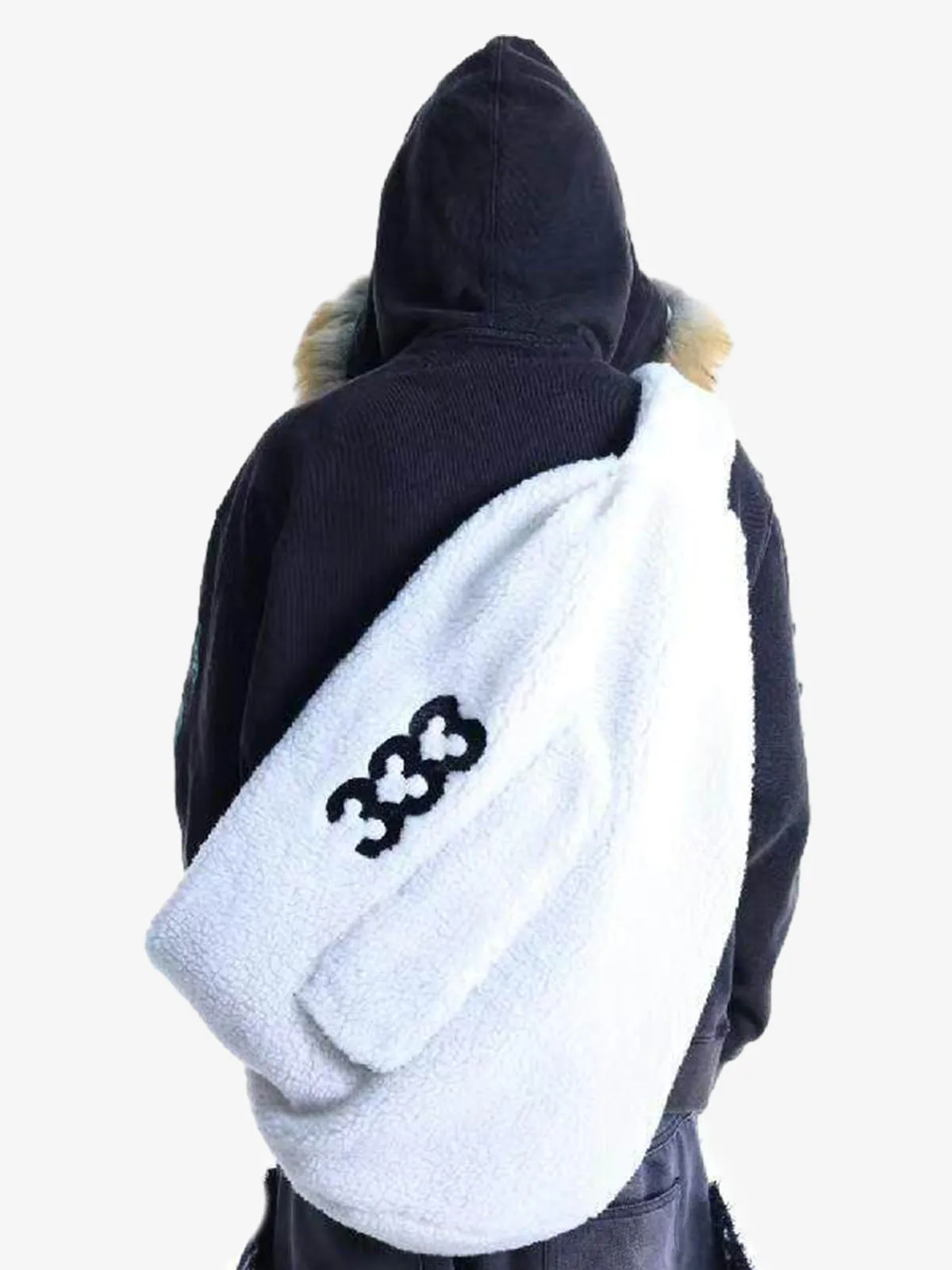 333 Embroidered Fleece Multi-Pocket Hobo Bag sold by Thesupermade product image thumbnail 2