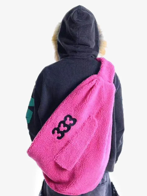 333 Embroidered Fleece Multi-Pocket Hobo Bag made by Thesupermade