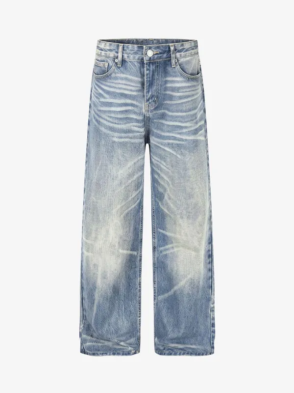 Whisker-Faded Washed Jeans made by Thesupermade