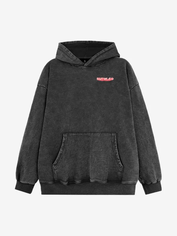 Hand-Painted Graphic Washed Hoodie made by Thesupermade