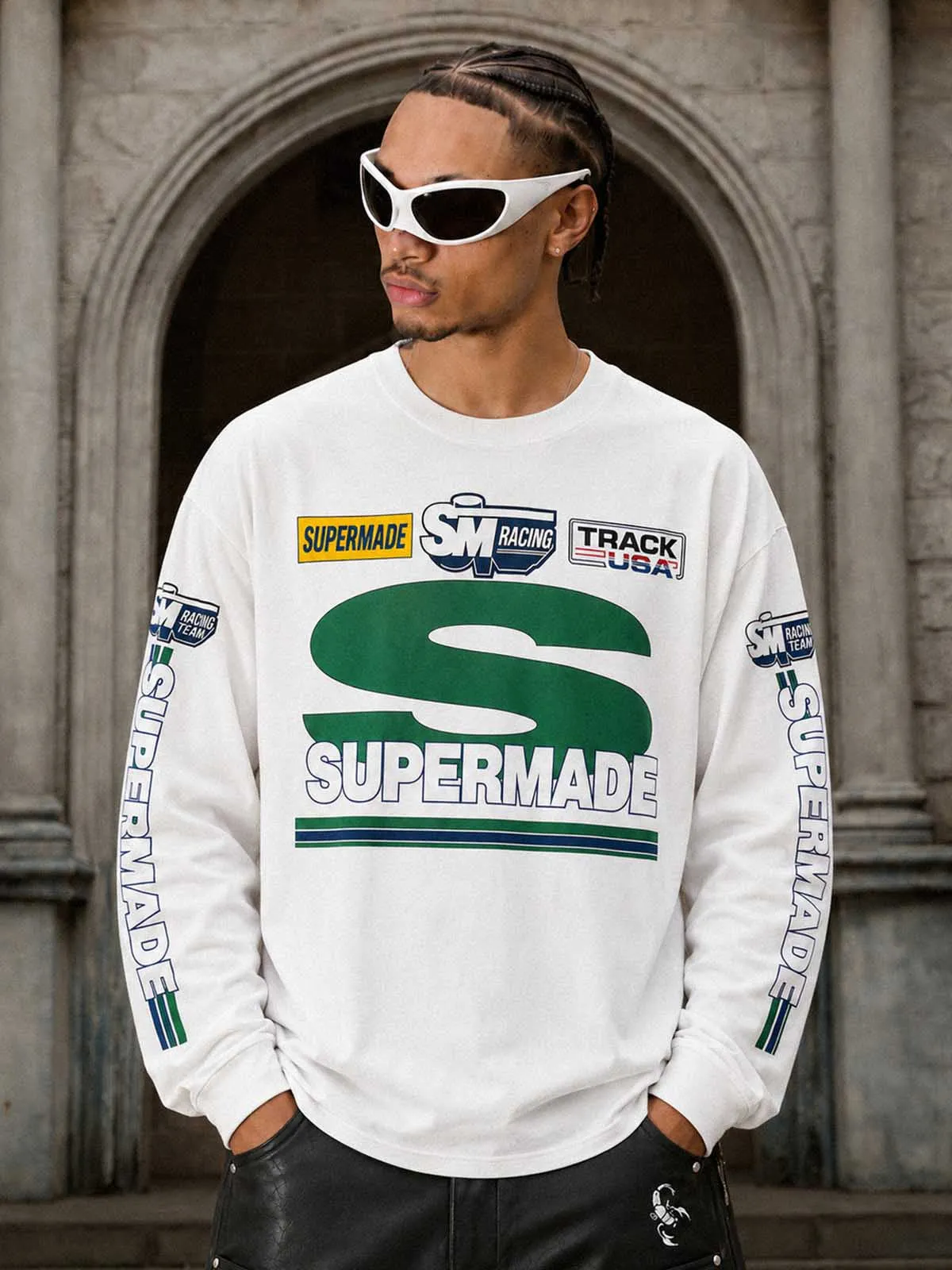 Racing Graphic Cropped Long Sleeve Tee sold by Thesupermade product image thumbnail 2