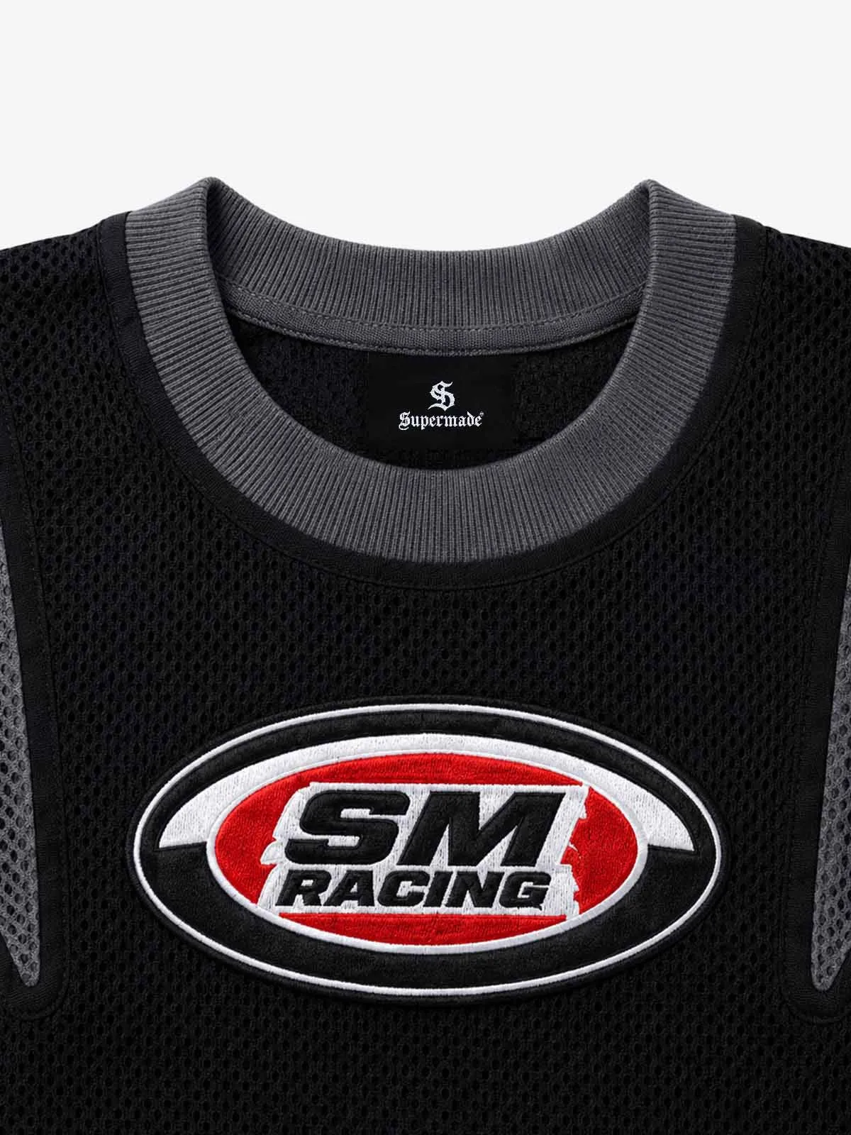 Cross Racing Embroidered Mesh Paneled Cropped Top sold by Thesupermade product image thumbnail 4