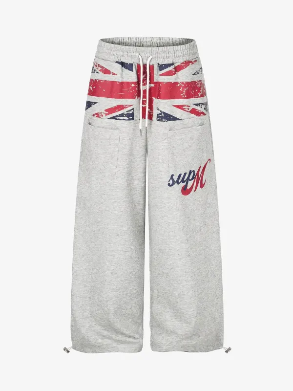 Flag Graphic Baggy Sweatpants made by Thesupermade