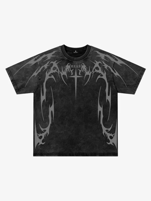 Cross Thorn Graphic Distressed Tee made by Thesupermade