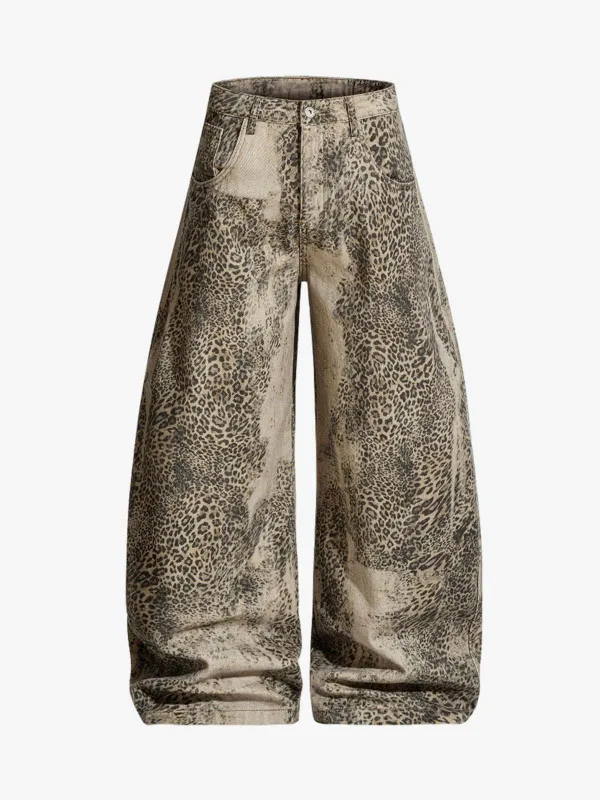 Leopard Distressed Scimitar Jeans made by Thesupermade