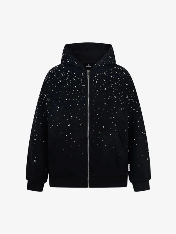 Rhinestone Zip Hoodie made by Thesupermade
