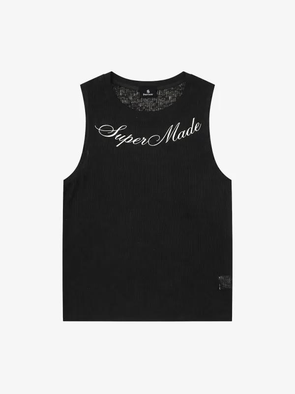 Floral and Letter Embroidered Vest made by Thesupermade
