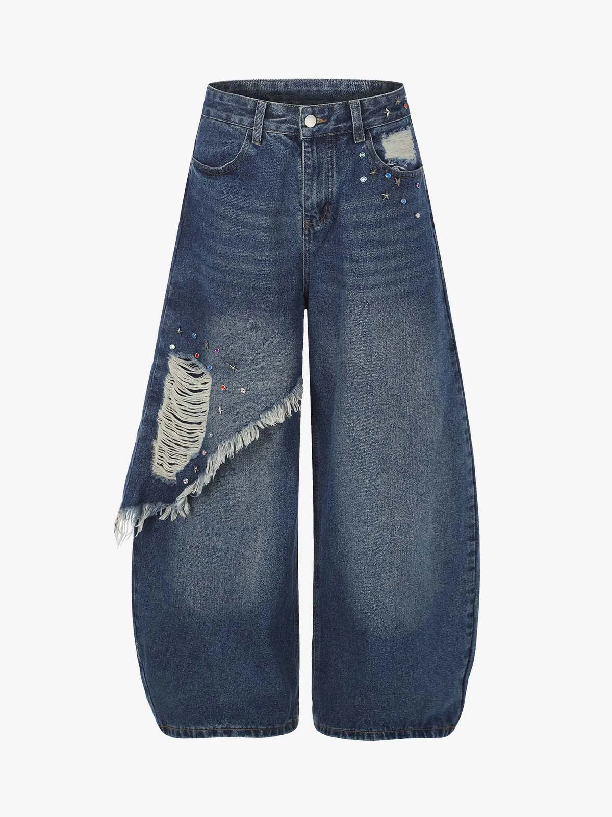 Layered Rhinestone Baggy Jeans sold by Thesupermade product image thumbnail 3