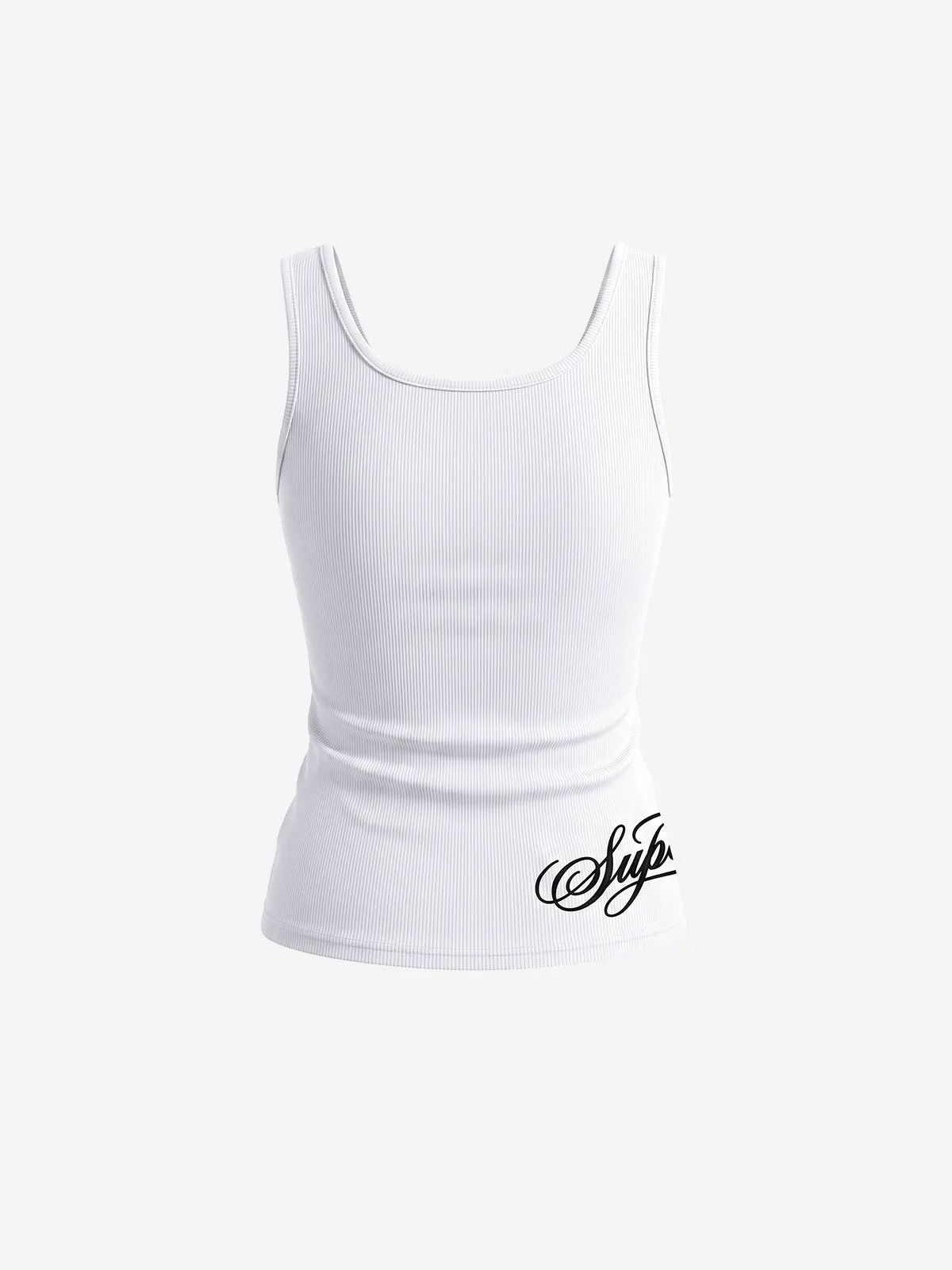 Letter Embroidered Rhinestone Eyelet Ribbed Tank Top sold by Thesupermade product image thumbnail 4