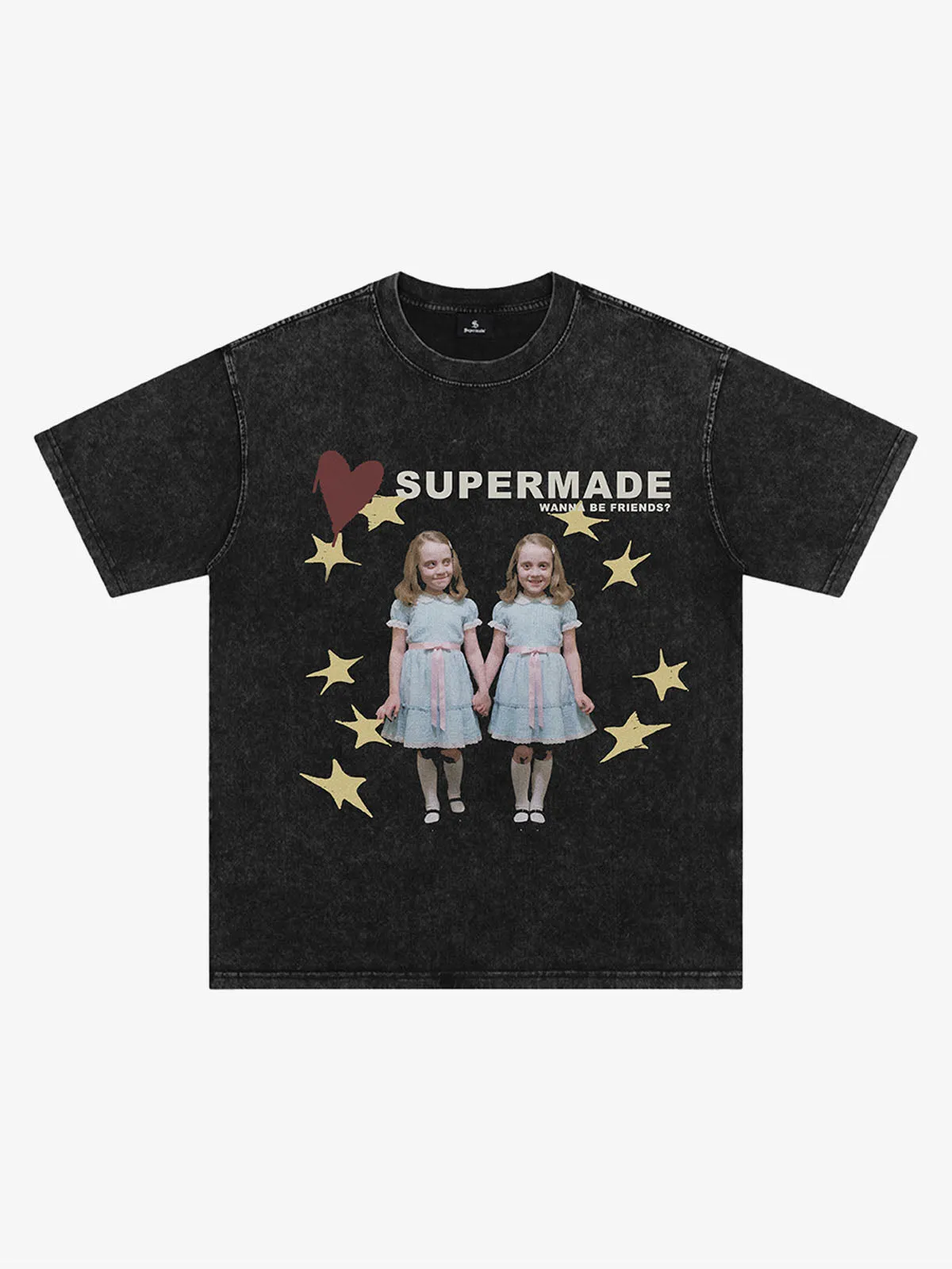 Washed Distressed Twin‑Graphic Tee sold by Thesupermade