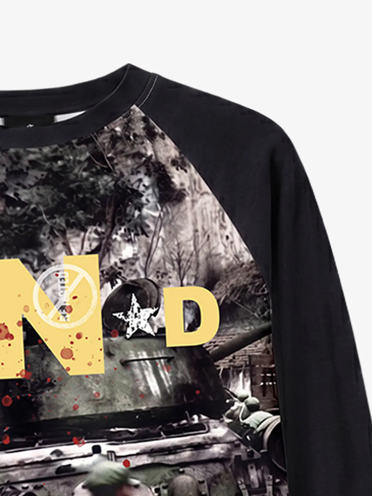 All-Over Battlefield Anti-War Graphic Raglan Long Sleeve Tee sold by Thesupermade product image thumbnail 5