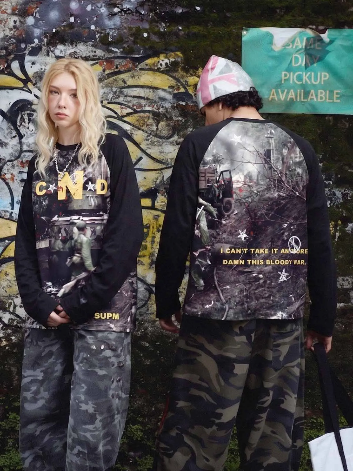 All-Over Battlefield Anti-War Graphic Raglan Long Sleeve Tee sold by Thesupermade product image thumbnail 2
