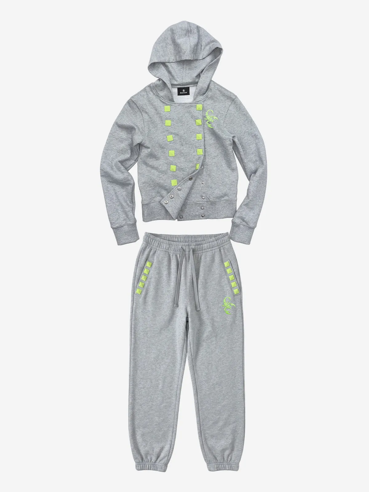 Pyramid-Button Hooded Drawstring-Cuff Tracksuit sold by Thesupermade product image thumbnail 2