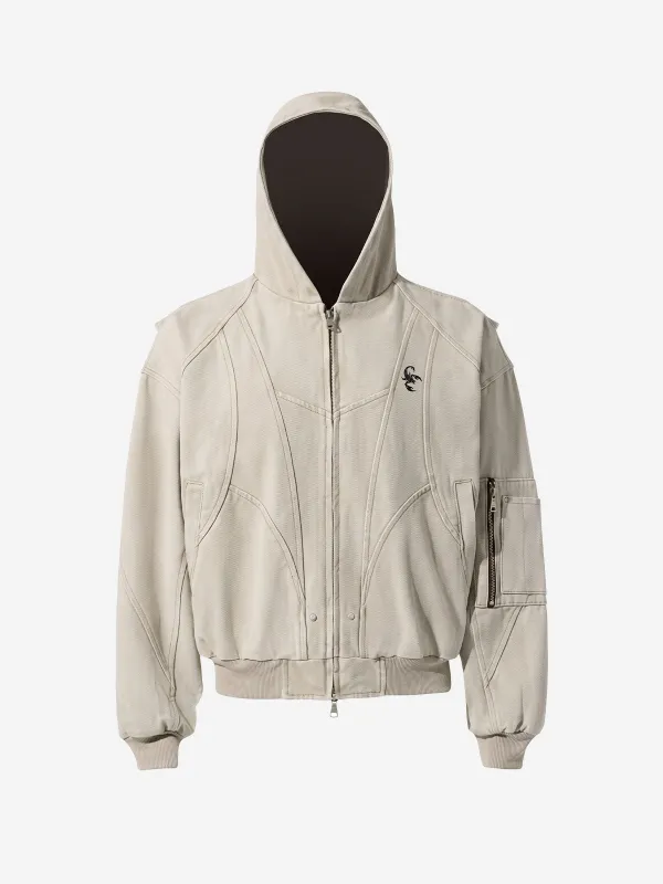 Washed Deconstructed Multi-Pocket Hooded Jacket made by Thesupermade