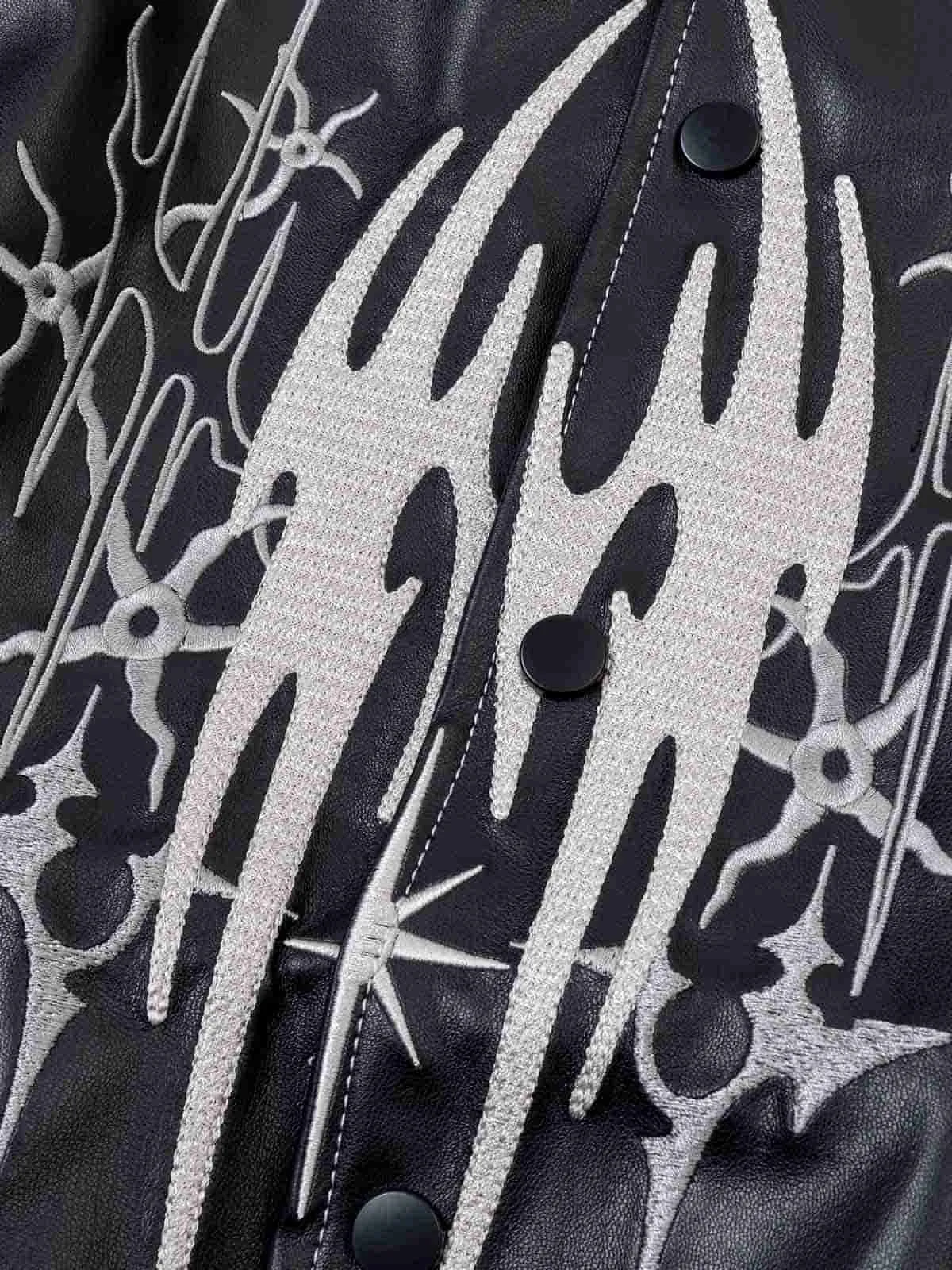 Flame Embroidered Boxy Fit Bomber Jacket sold by Thesupermade product image thumbnail 4