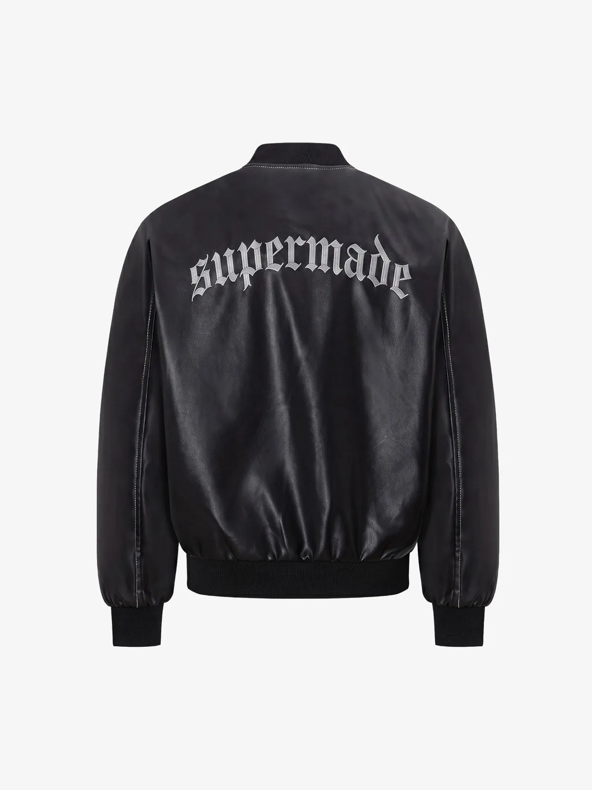 Flame Embroidered Boxy Fit Bomber Jacket sold by Thesupermade product image thumbnail 2